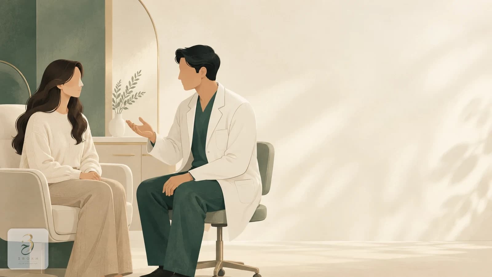 Patient having nasal splint removed at surgeon's office with surgeon explaining next steps