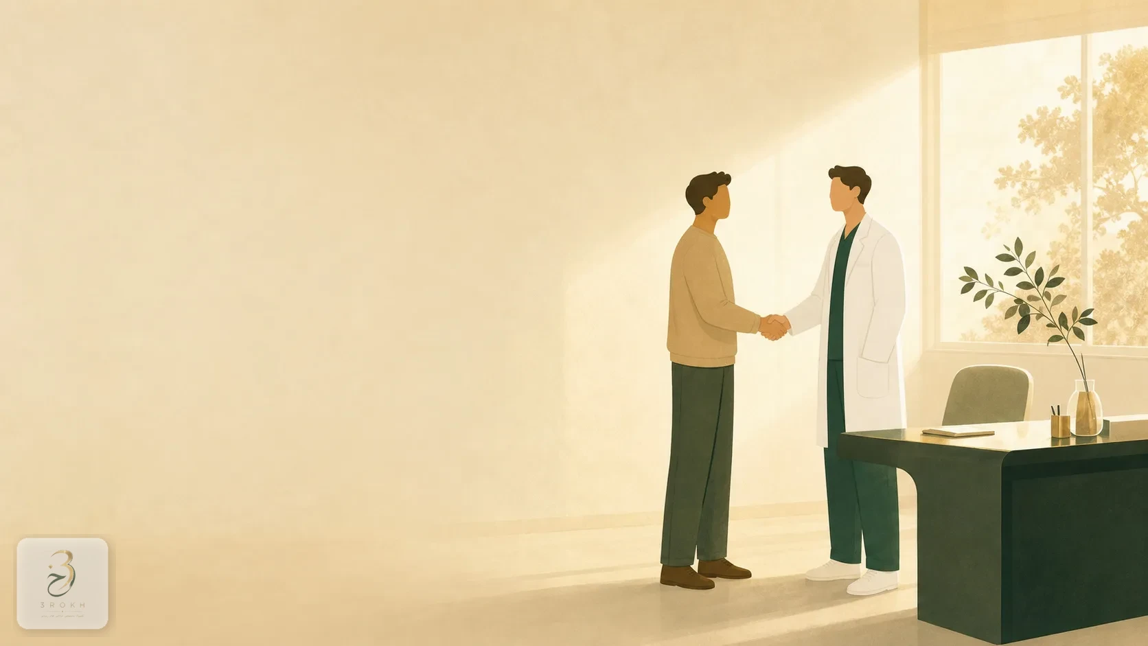 Patient and surgeon shaking hands at the end of the consultation