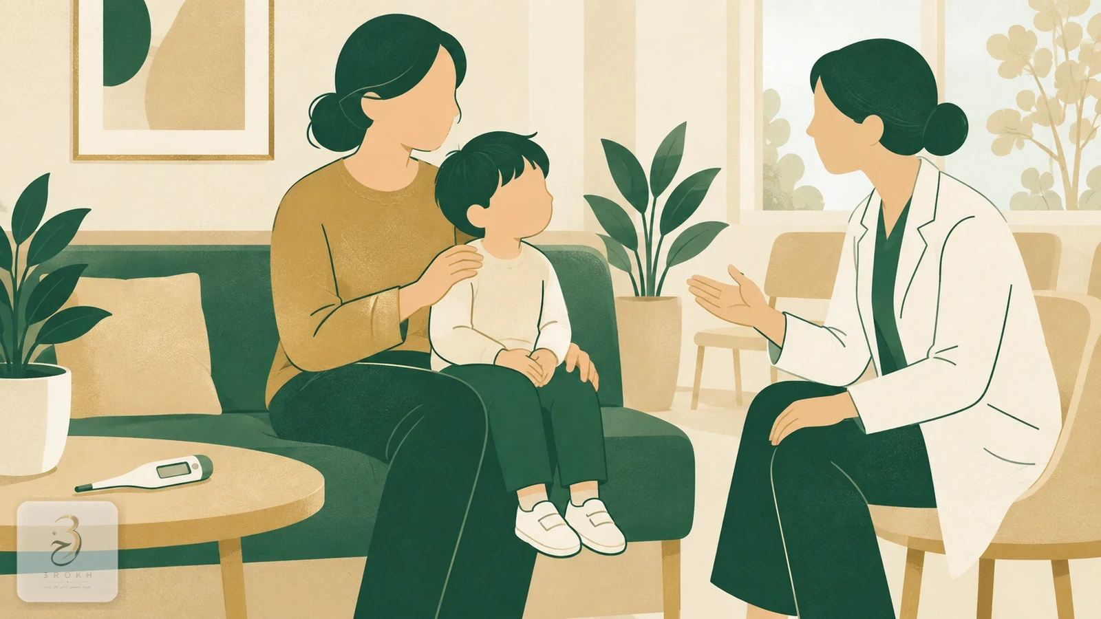 مراجعه کودک دارای علائم گوش همراه مراقب برای ارزیابی پزشکی