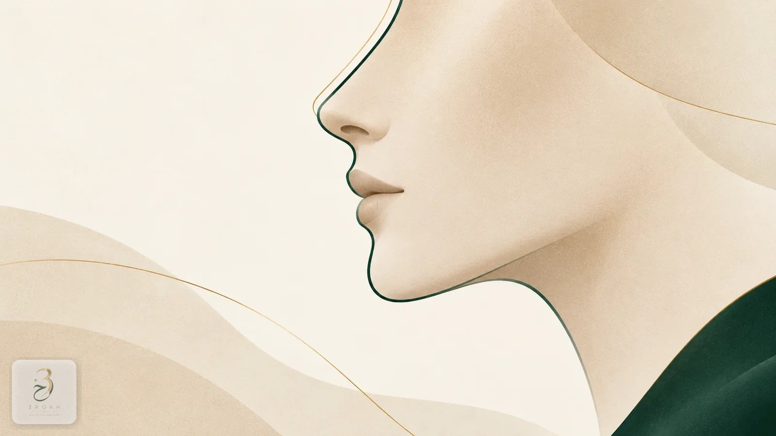 A bold straight profile line with a thin gold guide line, representing preservation of a masculine look
