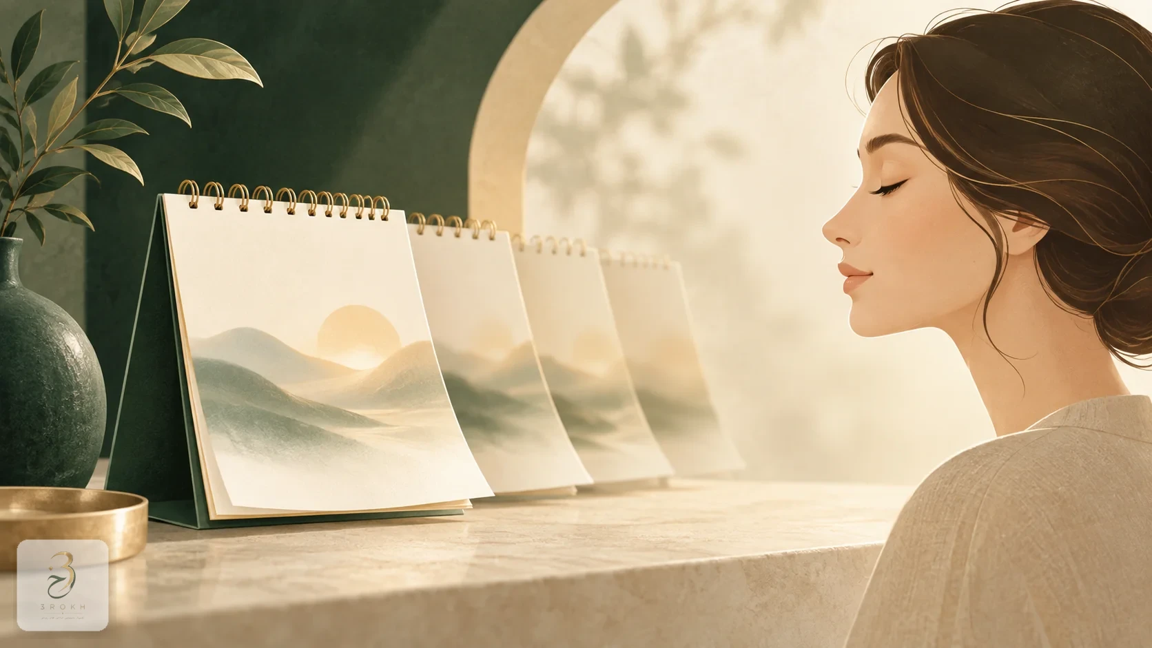 Abstract calendar with a simple nose profile showing months passing toward a settled result