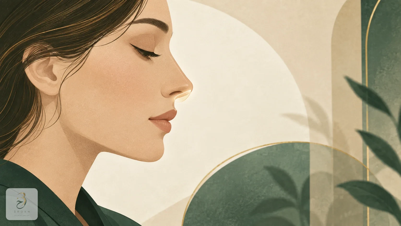 Abstract nose profile with a gentle highlight on the supratip area to illustrate a persistent fullness concept
