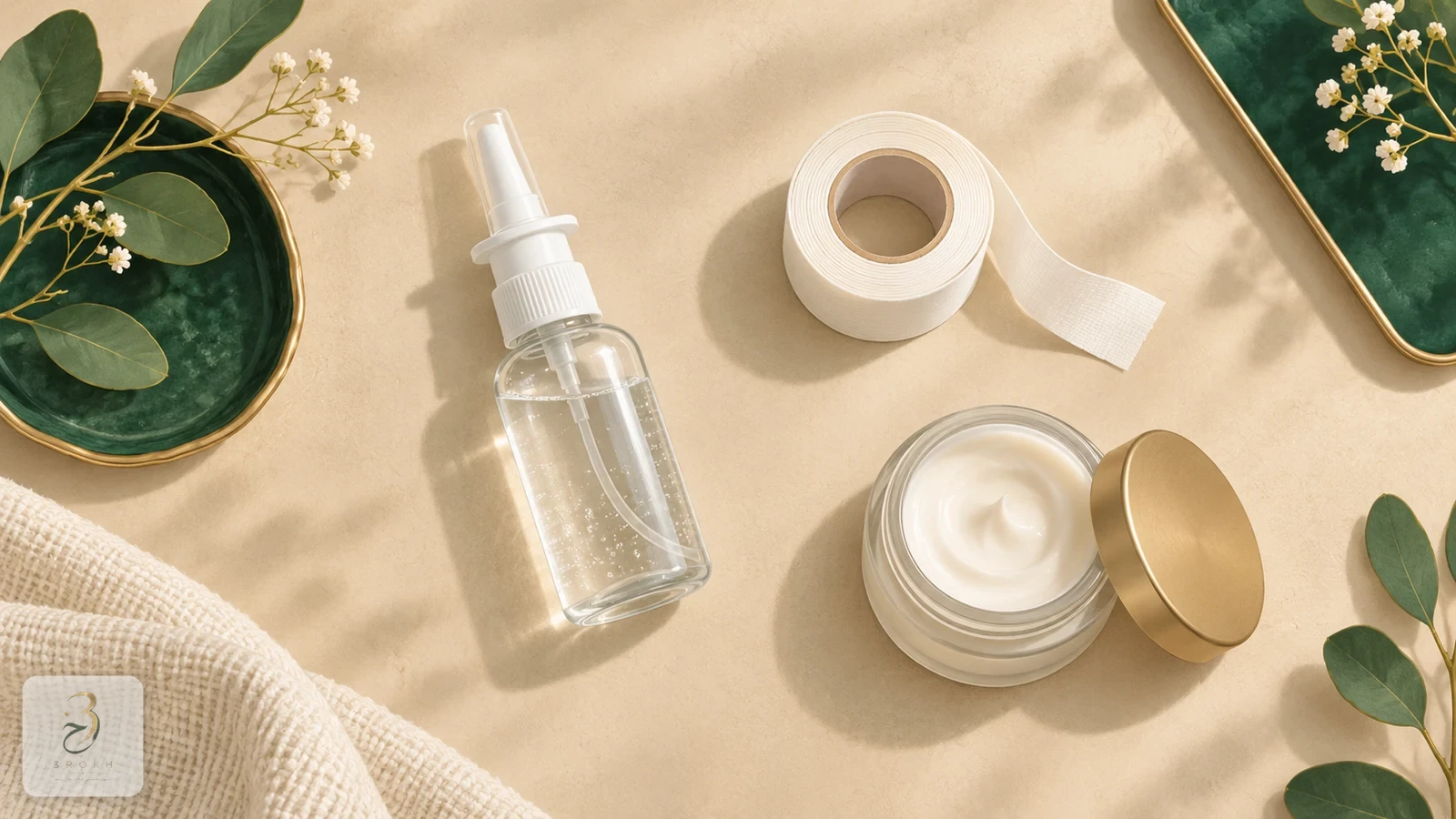 Post-splint care items — saline, tape, moisturizer