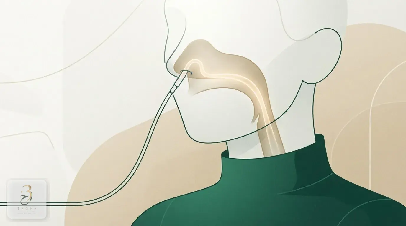 Endoscopic examination inside the nose to assess septal deviation before an insurance decision