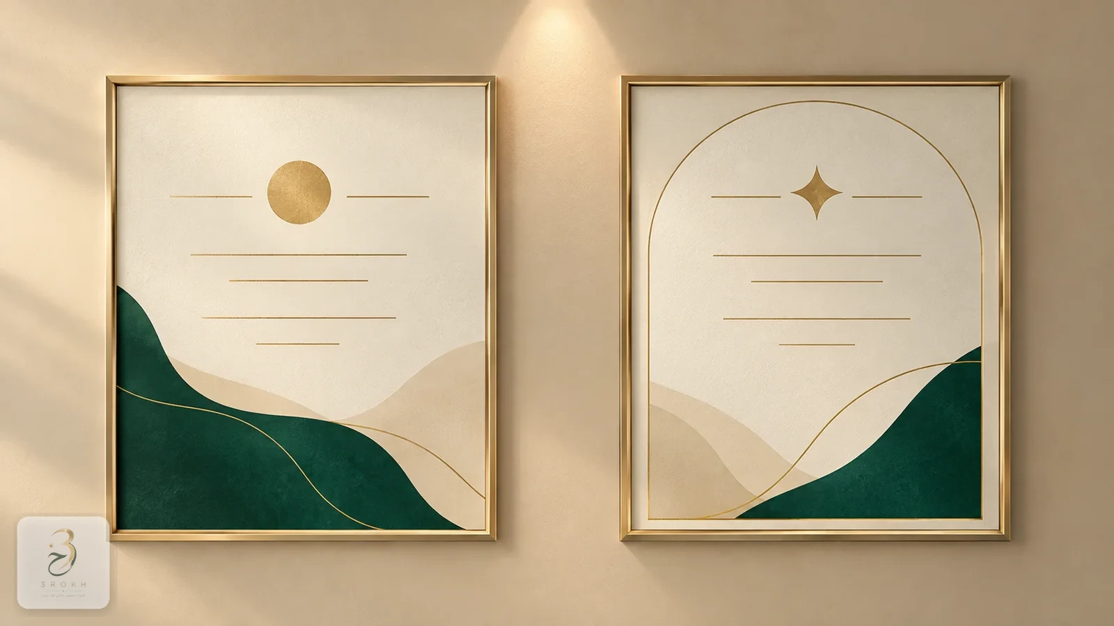 Two abstract framed certificates with different emblems side by side, representing different surgeon training paths