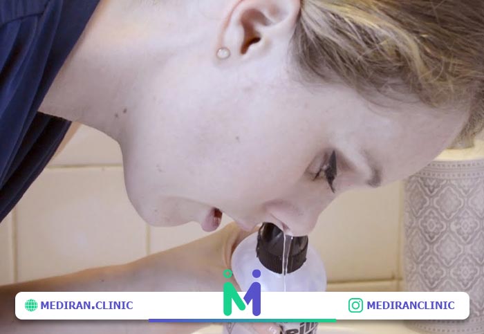 شست وشوی بینی بعد عمل با سرم نمکی